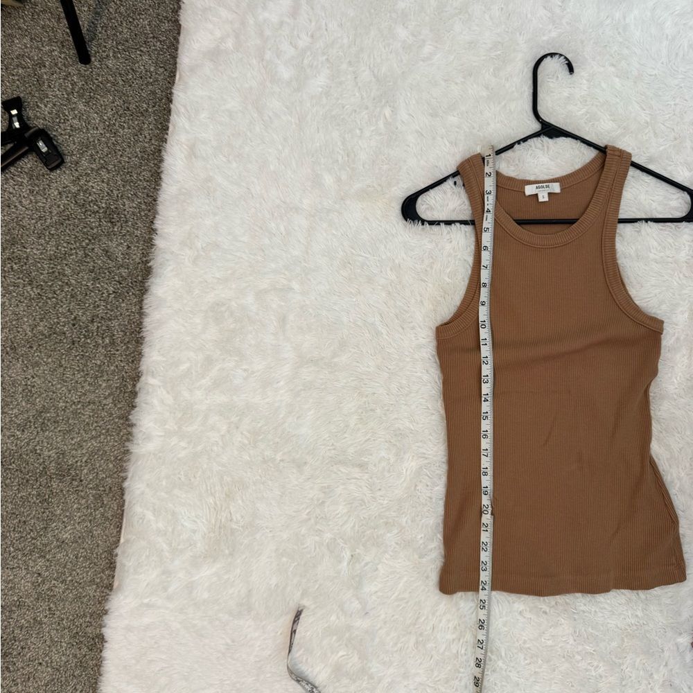 Agolde Tan Ribbed Bailey Tank Top Size S - Picture 4 of 11
